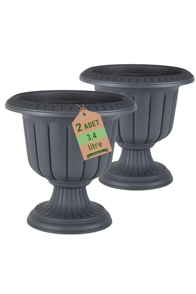 SERİNOVA Mini Nergis Saksı 3.4 litre No 3 Antrasit Renk