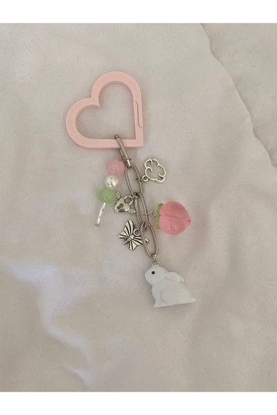 bettymettys Breloc cu inimă roz Dango Candy, păstrăv, iepure, fluture, breloc...