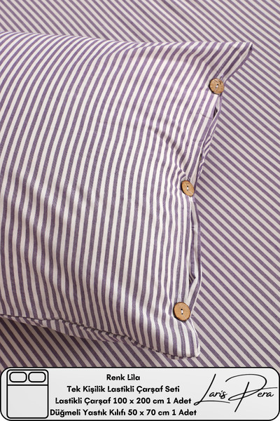 Larispera Σετ σεντόνια μονό ελαστικό βαμβακερό νήμα βαμμένο 100x200cm Μαξιλαρ...