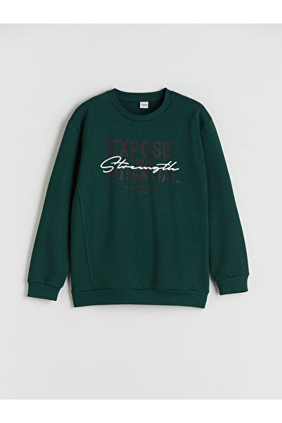 LC Waikiki Hanorac verde pentru băiat cu gât crew