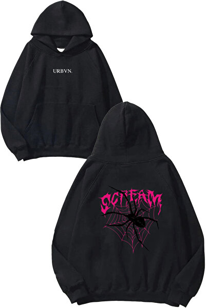 urbvn سويت شيرت بقلنسوة أسود كبير الحجم مطبوع بتصميم Scream