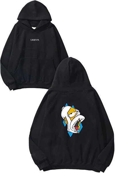 urbvn سويت شيرت بقلنسوة أسود كبير الحجم مطبوع بتصميم سيمبسون