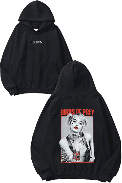 urbvn Harley Quinn dizajn, štampana velika crna majica sa kapuljačom