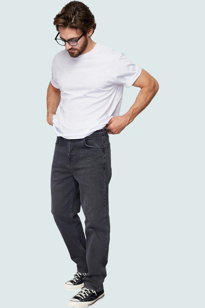 PayBuy Men's Fashion Baggy 90S Straight Fit Jeans Pants Regular Waist Denim Casual Combinations Modern Design
