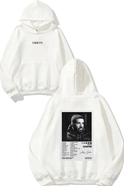 urbvn سويت شيرت أبيض كبير الحجم مطبوع عليه تصميم دريك