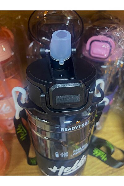 GNR Hello Pipetli Suluk-Günül Spor Su Şisesi- Renkli Boyun Askılı Okul Çocuk Matarası 800ml