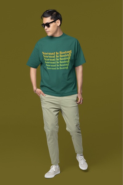 ArtYus Men's Normal Is Borring Transfer Printed Round Neck Short Sleeve T-Shirt
