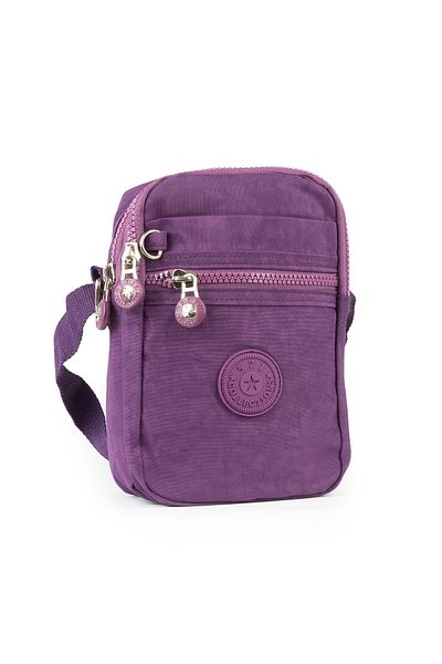 İMAKS Small Size 571 Crinkle/Clinkir Waterproof Fabric Multi-Compartment Cross Shoulder Phone Bag Purple 10A