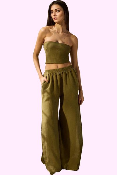 PayBuy Women's Fashion High Waist Wide Leg Linen Pants Summer Style Meets