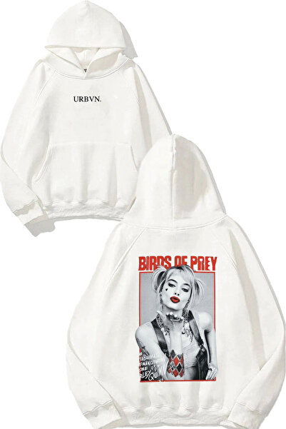 urbvn سويت شيرت أبيض كبير الحجم مطبوع بتصميم هارلي كوين