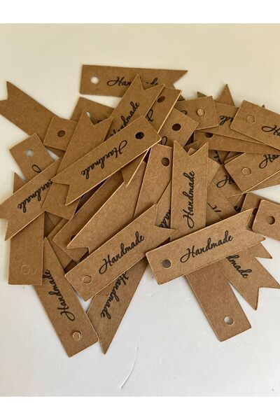 imzatasarım 40 Adet Kraft Görünümlü Handmade El Yapımı Sticker Etiket Çıkartm...