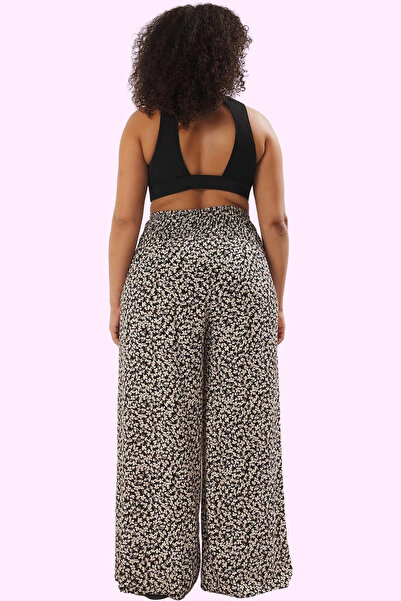 PayBuy Women's Fashion Wide Leg Crinkle Woven Pants Floral Pattern High Waist Summer Beach Daily Use