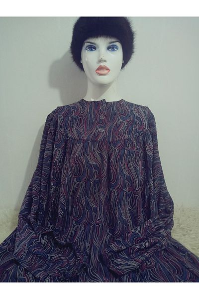 hoaryage Robadan Long Sleeve 100% Viscose Pressed Floral Mother Dress, Prayer Dress, Hijab Dress