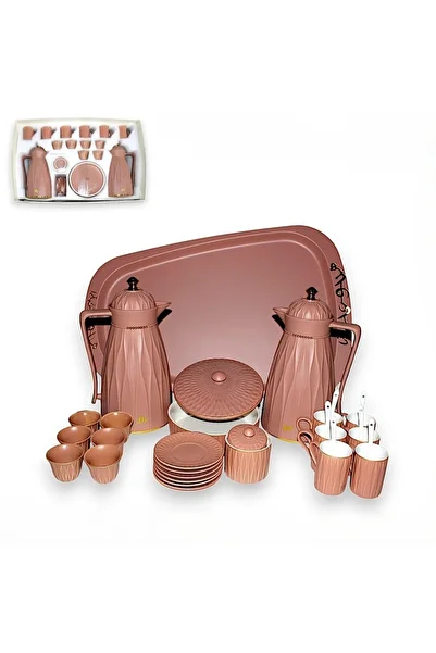 Al Nokhba 29pcs Ceramic Arabic Tea and Coffee set for indoor and outdoor activities
