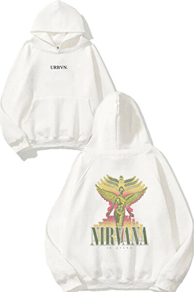 urbvn سويت شيرت أبيض كبير الحجم مطبوع عليه تصميم Nirvana In Utero