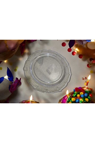 Evinizin Yardımcısı Evinizin Yardımcısı Mika Tabak& Parti Tabak&parti Mika Tabak & Şeffaf Gümüş Simli26 cm 6 adet