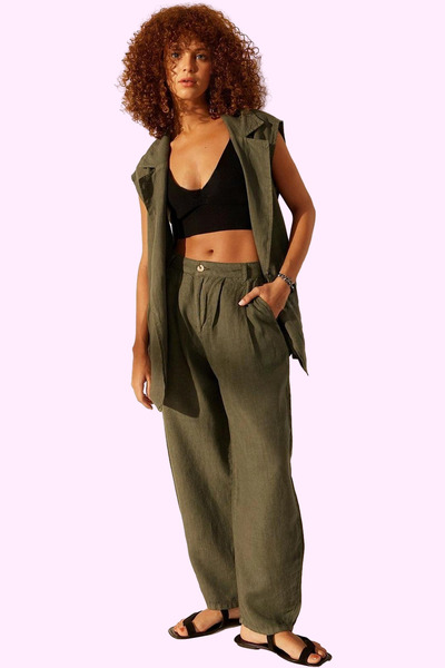 PayBuy Women's Fashion High Waist Wide Leg Linen Pants Summer Style Meets