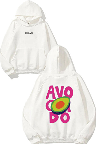 urbvn سويت شيرت أبيض كبير الحجم مطبوع عليه تصميم الأفوكادو