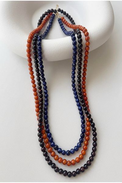 mos&more Navy Blue Beaded Stylish Women's Necklace