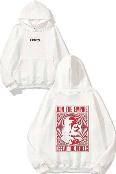 urbvn سويت شيرت أبيض كبير الحجم مطبوع بتصميم مشترك