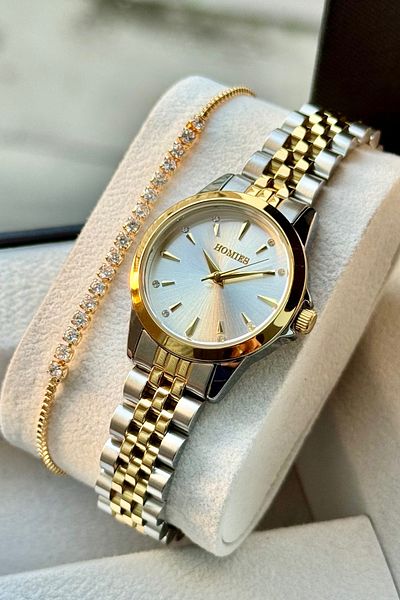 Homies Women's Wristwatch Steel Cord Small Case Waterproof Gift Box and Bracelet Gift.Hm27074S01
