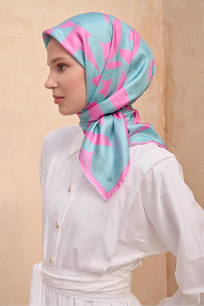 Belli Eșarfă Tivil din mătase pură 4123 - 33 Roz cu model mixt