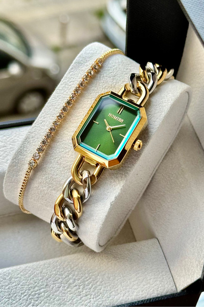 Homies Women's Wristwatch with Steel Chain Model Waterproof Gift Box and Bracelet Gift.Hm25194S011