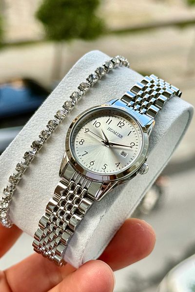 Homies Women's Wristwatch with Numbers and Calendar, Waterproof Gift Box and Bracelet Gift.Hm25508S02