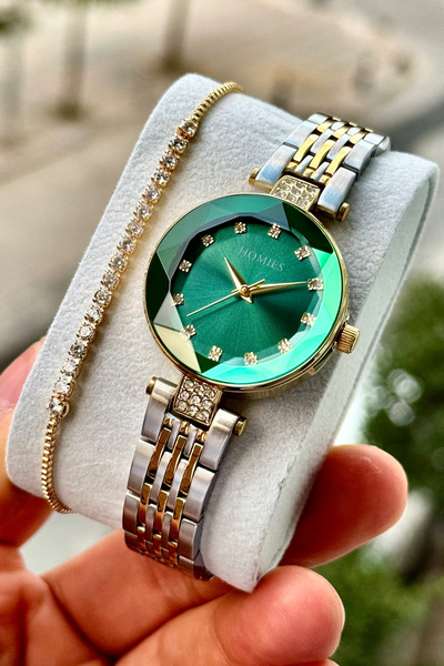 Homies Women's Wristwatch Steel Cord Cut Glass Waterproof Gift Box and Bracelet Gift.Hm22961S01