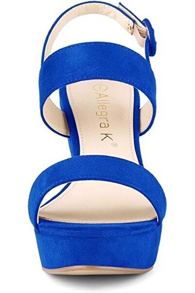 OEM Sandale elegante cu platformă și toc gros, albastre, mărimea 41