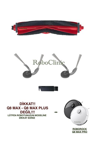 Roboclinic Roborock Q8 Max Pro (Μοντέλο 2025!!) Ανταλλακτική κύρια βούρτσα συμβατή με ρομπότ ηλεκτρική σκούπα, πλαϊνή βούρτσα-4 τεμάχια