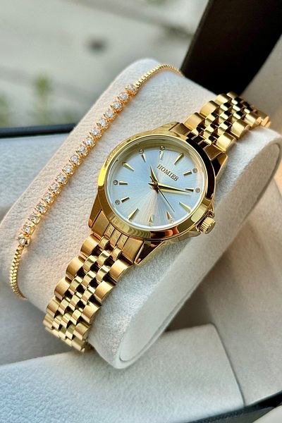 Homies Women's Wristwatch Steel Cord Small Case Waterproof Gift Box and Bracelet Gift.Hm27074S01