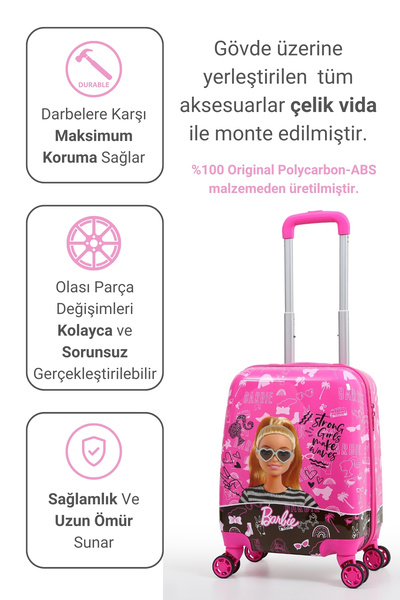 KızılkayaStore Barbie Lisanslı Pembe Kız Çocuk Valizi – Şık ve Eğlenceli Tasarım – Hafif ve Dayanıklı