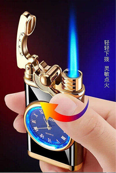 Genel Markalar Kişiye Özel Lüks Saatli Pürmüzlü Gazlı Çakmak HK GİFT SHOP