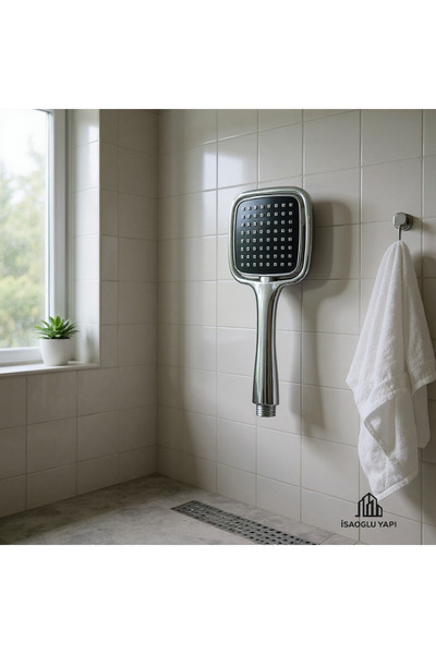 İSAOĞLU YAPI Duş Telefonu Krom İçi Siyah Dayanıklı Paslanmaz Duş Ahizesi