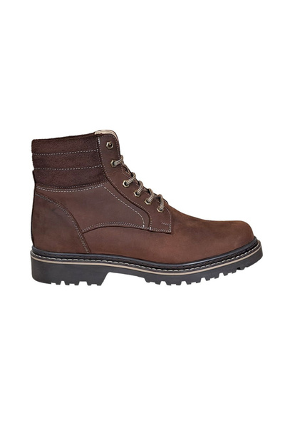 BRAVOSHOP Men's experimental boots made of genuine leather, fur lined, winter model, buff brown, GKR37MBUF