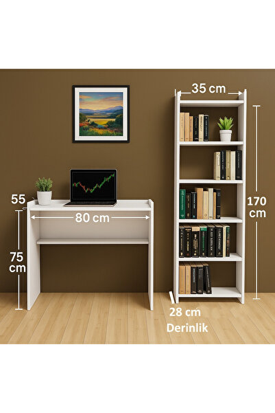 MukoToys 1.Kalite Mdf Çalışma Masası Kitaplık Seti