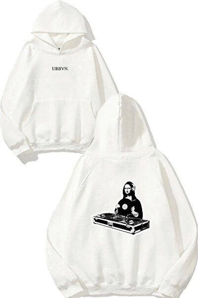 urbvn سويت شيرت أبيض كبير الحجم مطبوع عليه تصميم DJ