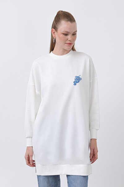 Puane Women's 10653 Front Grape Back Fruit Embroidered Tunic