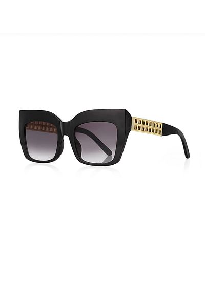 Manu Collection Women's Black Edges Gold Trend Sunglasses in Special Box