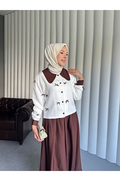 By Pommes Life Shirt Bow Detailed Skirt Suit