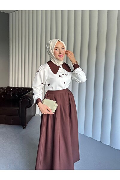 By Pommes Life Shirt Bow Detailed Skirt Suit