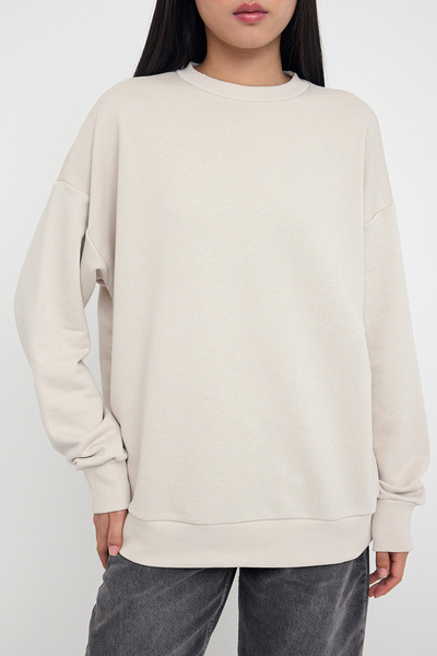 Trendyol Collection Stone Oversize/Loose Fit Crew Neck Thick Non-Fleece Knitted Sweatshirt Twoaw26Sw00029