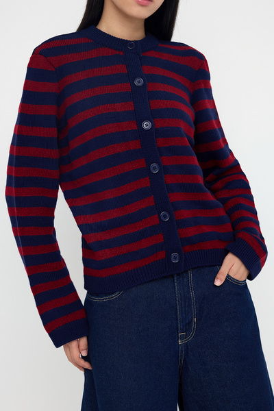 Trendyol Collection Teen Red Soft Textured Wide Fit Extra Shawl Knitwear Cardigan Twoaw26Hi00135