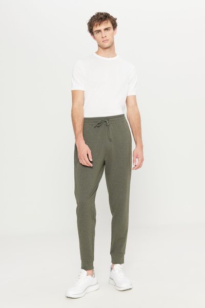 AC&Co / Altınyıldız Classics Men's Khaki Melange Standard Fit Regular Cut 2 Thread Pockets Casual Recycle Cotton Jogger Sweatpants