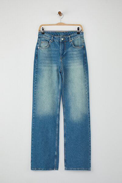 Trendyol Collection Teen Blue Talie normală Blugi cu picioare largi TWOAW26JE00087