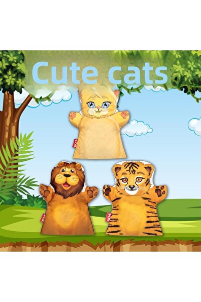 Tox 3 Piece Cute Cats Felt Hand Puppet Set, Educational Toy