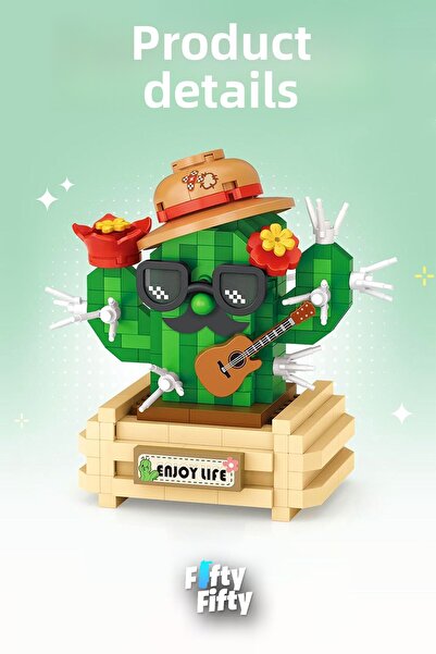 Vagonlife Cute Cactus Toy Import Set 380 Pieces Loz Micro Block Series