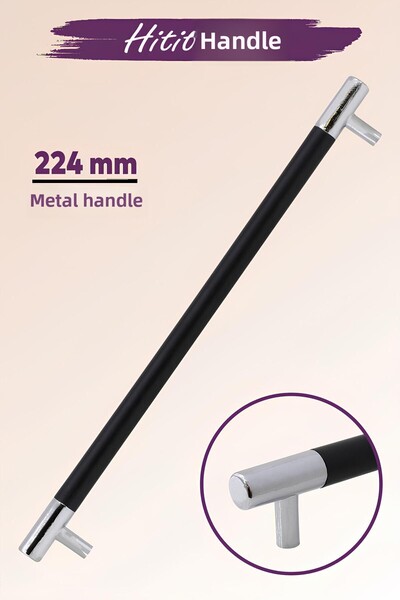 Badem10 Sertar din metal cromat negru - Mobilier de bucătărie (224x22,4 cm)