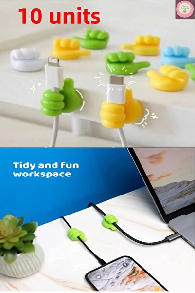 AYGÖREN HOME 10 Pieces Adhesive Thumb Cable Organizer Cable Holder Toothbrush Keychain Towel Rack